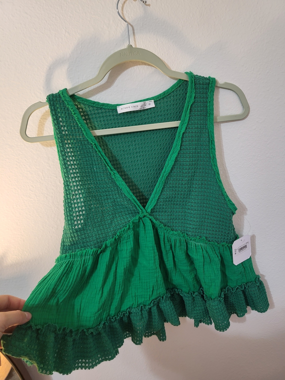 Altar'd State Kelly Green Textured Top